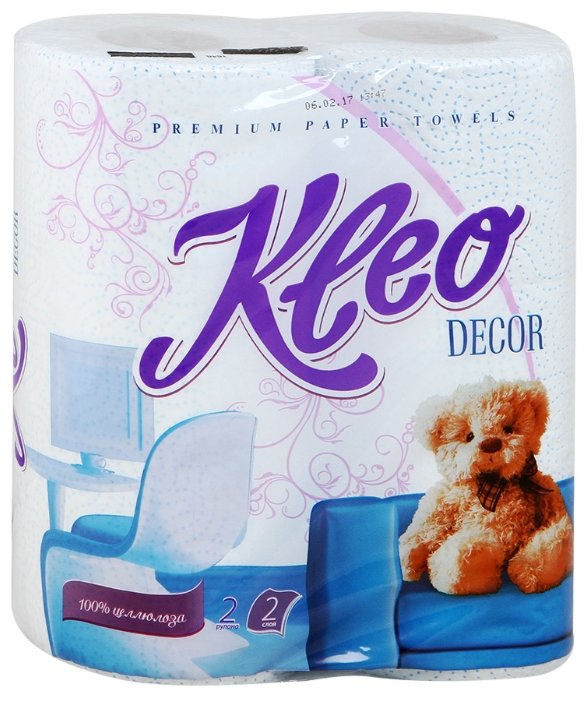 Полотенца бумажные Kleo Decor белые с рисунком двухслойные (фото modal 2)