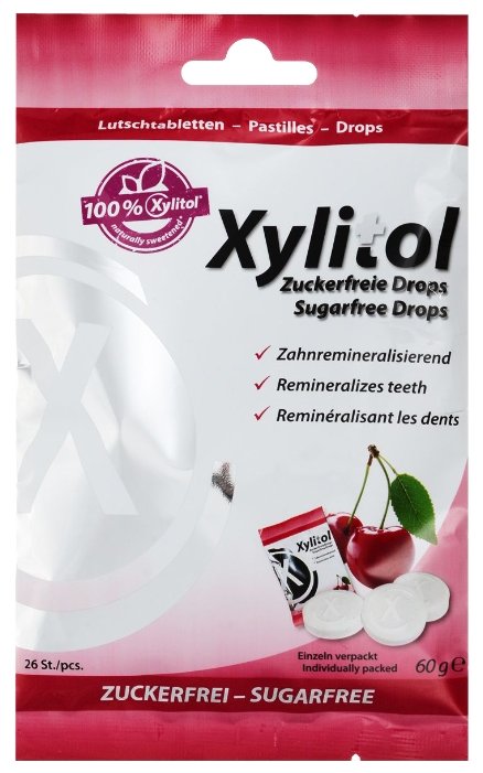 Леденцы miradent Xylitol Drops вишня 60 г (фото modal 1)