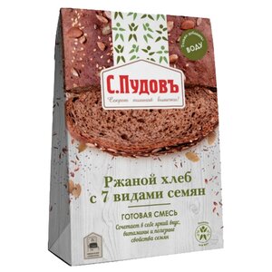 С.Пудовъ Смесь для выпечки хлеба Ржаной хлеб с 7 видами семян, 0.5 кг (фото modal nav 1)