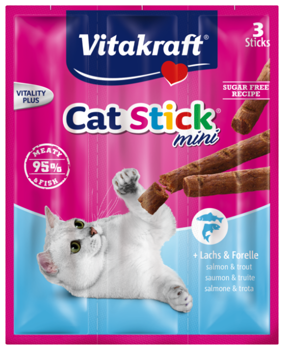 Лакомство для кошек Vitakraft Cat Stick mini Лосось и форель (фото modal 1)