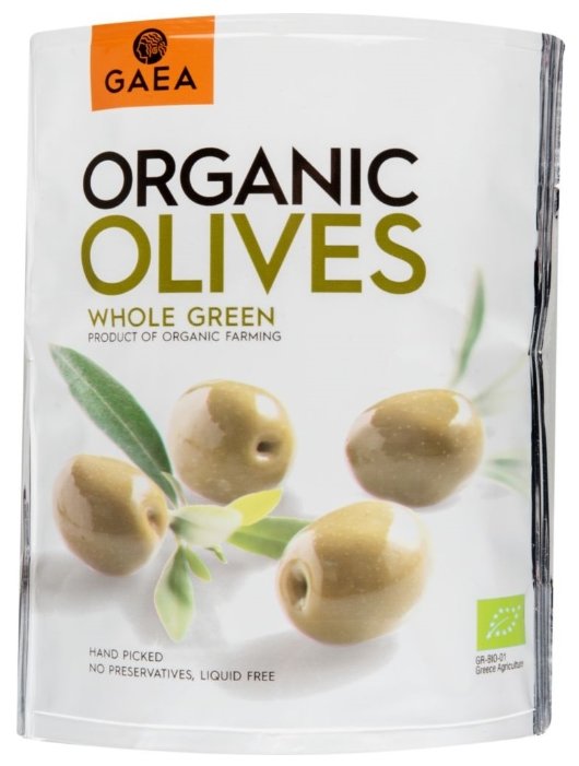 Gaea Оливки Organic в маринаде с косточкой, пластиковый пакет 150 г (фото modal 1)