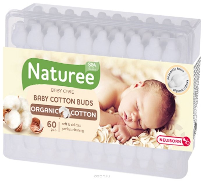 Ватные палочки Spa cotton Naturee baby care Organic Cotton с ограничителем (фото modal 1)