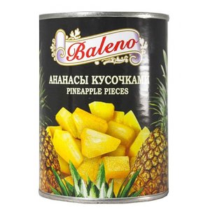 Консервированные ананасы Baleno кусочками в сиропе, жестяная банка 580 мл (фото modal nav 1)