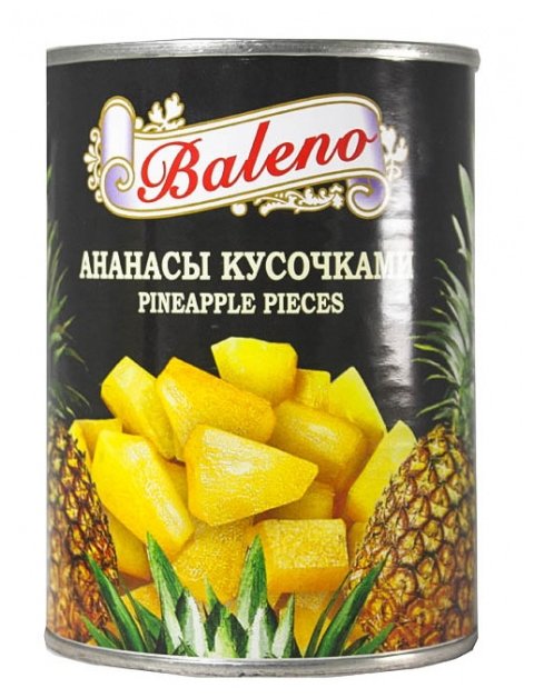 Консервированные ананасы Baleno кусочками в сиропе, жестяная банка 580 мл (фото modal 1)
