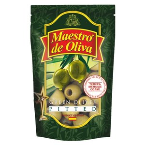 Maestro De Oliva Оливки в рассоле без косточки, пластиковый пакет 170 г (фото modal nav 1)