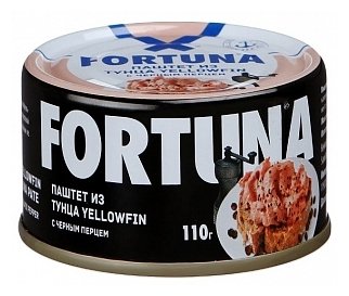 Паштет Fortuna из тунца с черным перцем 110 г (фото modal 1)