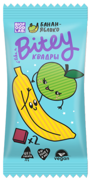 Фруктовый батончик Bitey Квадры без сахара Банан-яблоко, 30 г (фото modal 1)