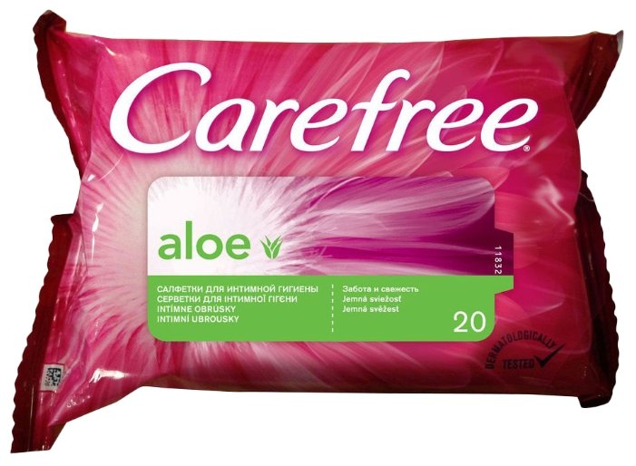Carefree Влажные салфетки Алоэ для интимной гигиены, 20 шт (фото modal 1)