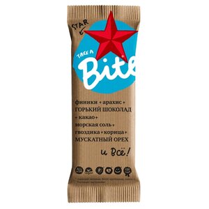 Фруктовый батончик Bite Star без сахара Горький шоколад и мускатный орех, 45 г (фото modal nav 1)