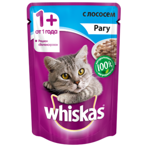 Корм для кошек Whiskas Рагу с лососем для взрослых кошек (0.085 кг) 1 шт. (фото modal nav 1)