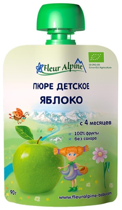 Пюре Fleur Alpine яблоко (с 4 месяцев) 90 г, 1 шт (фото modal 1)