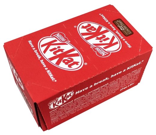 Батончик KitKat молочный шоколад с хрустящей вафлей, 45 г, коробка (фото modal 1)