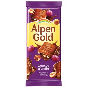 Шоколад Alpen Gold молочный с фундуком и изюмом (фото modal nav 2)