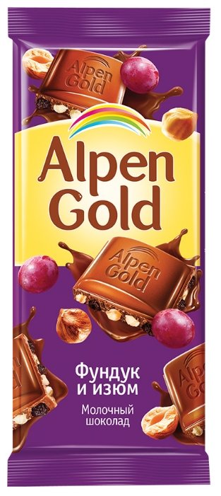 Шоколад Alpen Gold молочный с фундуком и изюмом (фото modal 2)