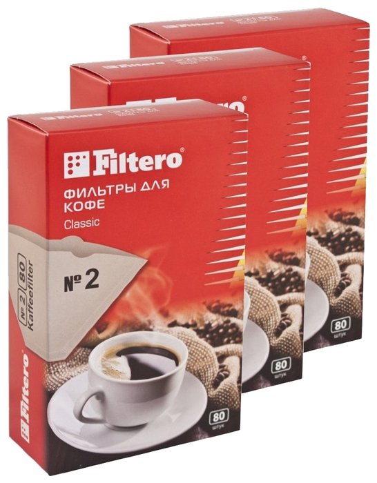 Одноразовые фильтры для капельной кофеварки Filtero Classic Размер 2 (фото modal 3)
