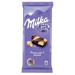Шоколад Milka молочный и белый (фото modal nav 1)