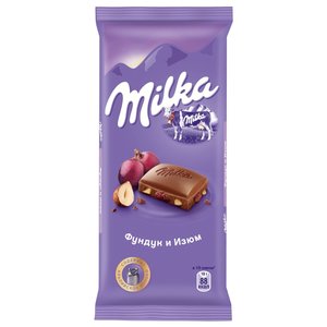 Шоколад Milka молочный с фундуком и изюмом (фото modal nav 1)
