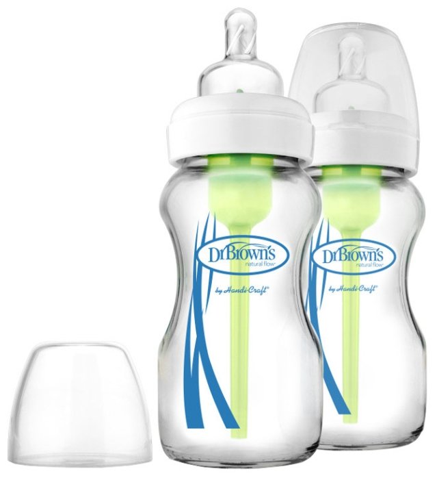 Dr. Brown's Набор стеклянных бутылочек с широким горлом Options, 270 мл, 2 шт. с рождения (фото modal 1)