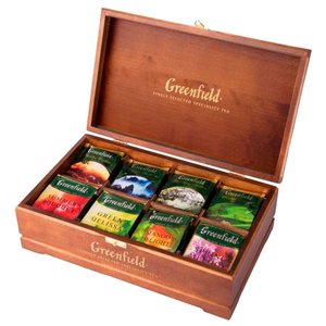 Чай Greenfield ассорти в пакетиках подарочный набор в деревянной шкатулке (фото modal nav 1)
