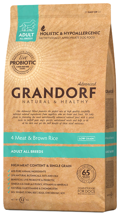 Корм для собак Grandorf (12 кг) 4 Meat & Brown Rice Все породы (фото modal 1)