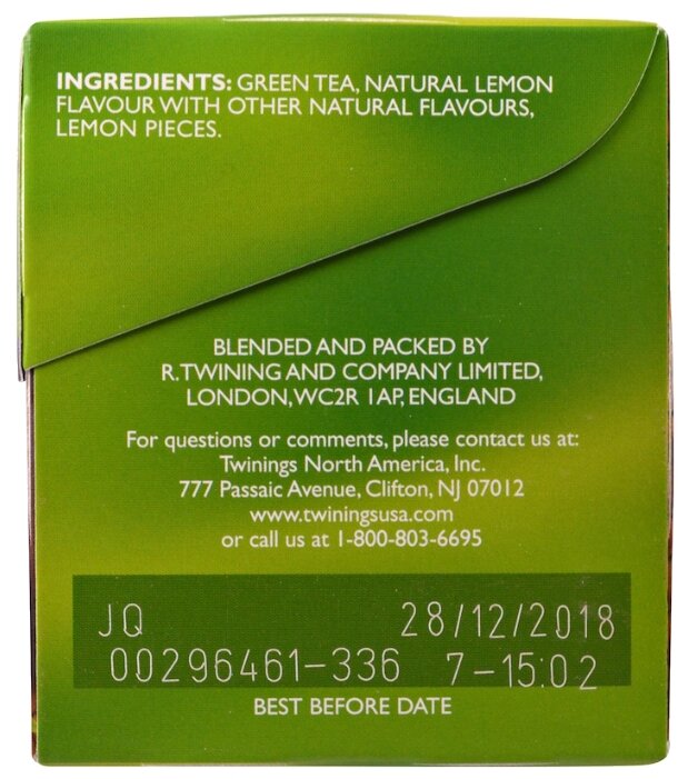 Чай зеленый Twinings Green tea & Lemon ароматизированный в пакетиках (фото modal 2)