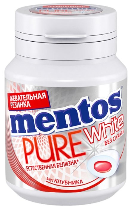 Жевательная резинка MENTOS Pure white Вкус Клубника 54 г (фото modal 1)