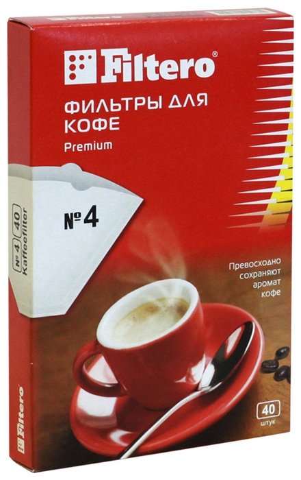 Одноразовые фильтры для капельной кофеварки Filtero Premium Размер 4 (фото modal 1)