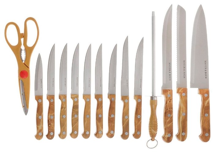 Набор MAYER & BOCH 12 ножей, ножницы и мусат с подставкой 24251 / 24252 / 24253 (фото modal 6)