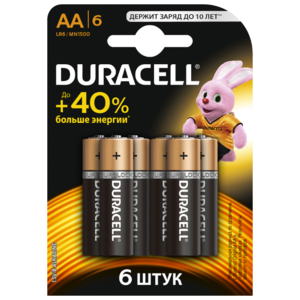 Батарейка AA Duracell LR6-6BL BASIC (6/60/16800) (фото modal nav 1)