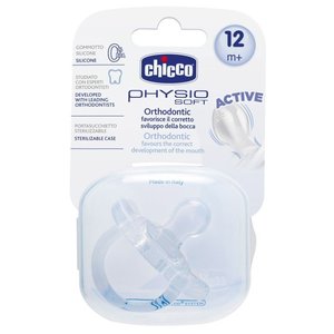 Пустышка силиконовая ортодонтическая Chicco Physio Soft в футляре 12+ (1 шт) (фото modal nav 1)