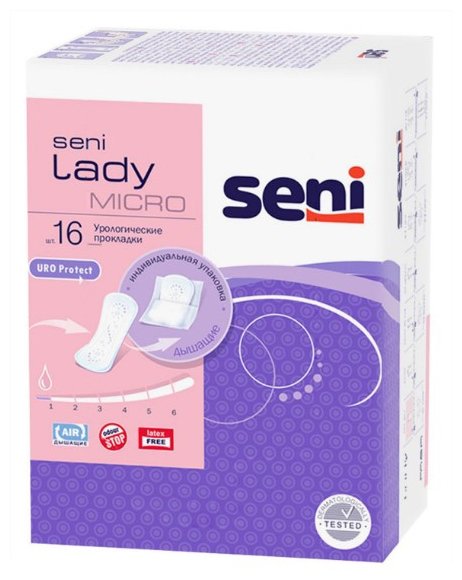 Урологические прокладки Seni Lady Micro (SE-095-MC16-RU1) (16 шт.) (фото modal 1)