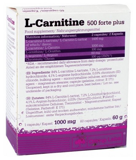 Olimp L-карнитин 500 forte plus (60 шт.) (фото modal 3)