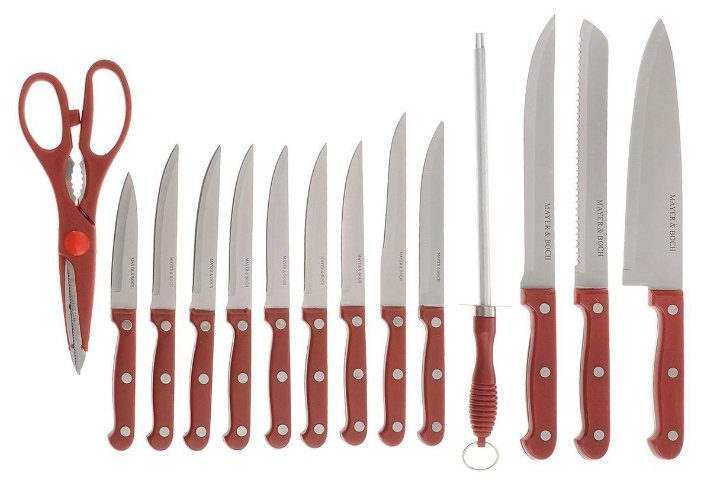 Набор MAYER & BOCH 12 ножей, ножницы и мусат с подставкой 24251 / 24252 / 24253 (фото modal 3)