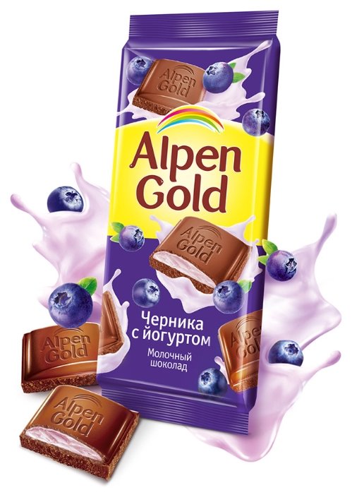 Шоколад Alpen Gold молочный с чернично-йогуртовой начинкой (фото modal 1)