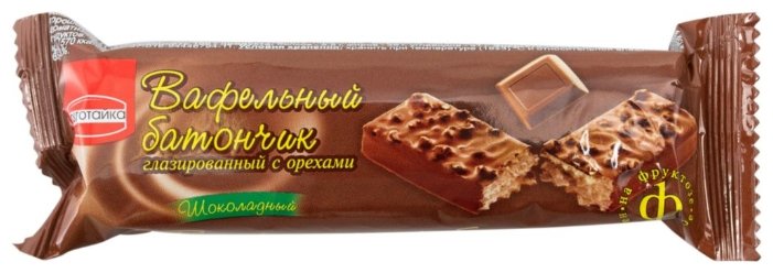 Батончик РОТОТАЙКА вафельный шоколадный с орехами, 38 г (фото modal 1)