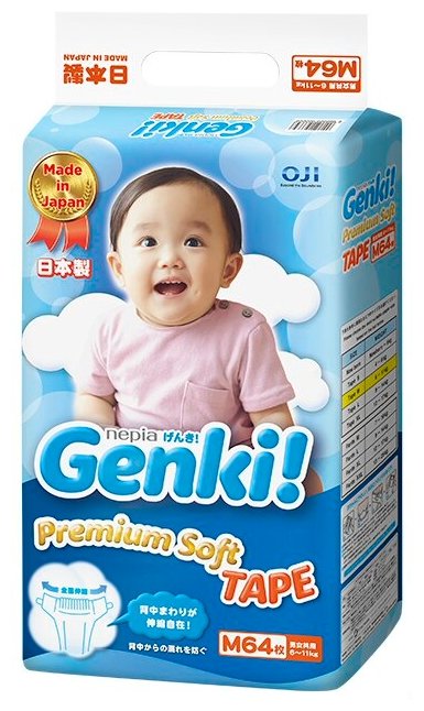 Genki подгузники Premium Soft M (6-11 кг) 64 шт. (фото modal 1)