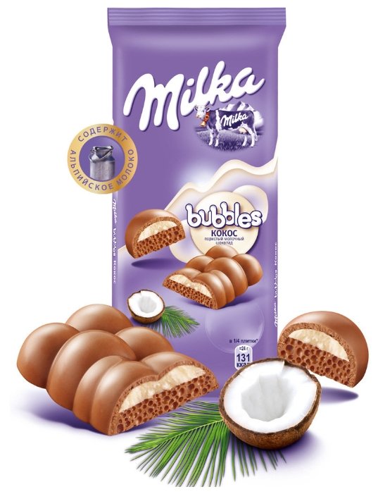 Шоколад Milka молочный пористый с кокосовой начинкой (фото modal 2)