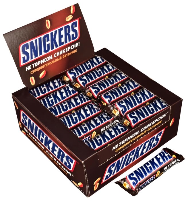 Батончик Snickers с жареным арахисом, 50.5 г, коробка (фото modal 1)