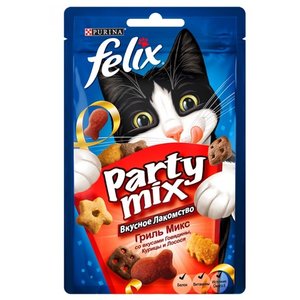 Лакомство для кошек Felix Party Mix Гриль-микс со вкусом говядины, курицы и лосося (фото modal nav 1)