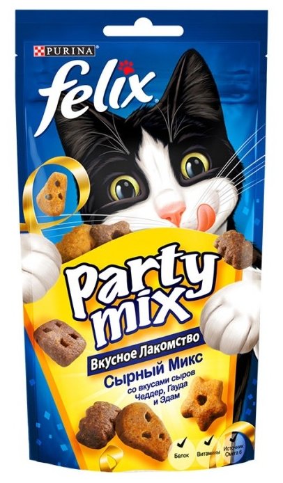 Лакомство для кошек Felix Party Mix Сырный микс со вкусом чедера, гауды и эдама (фото modal 4)