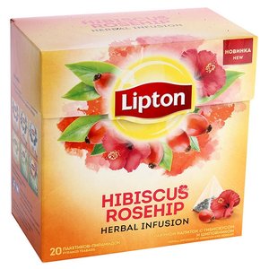Чайный напиток красный Lipton Hibiscus Rosehip ароматизированный в пирамидках (фото modal nav 1)