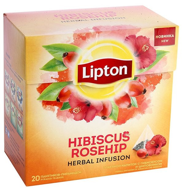Чайный напиток красный Lipton Hibiscus Rosehip ароматизированный в пирамидках (фото modal 1)