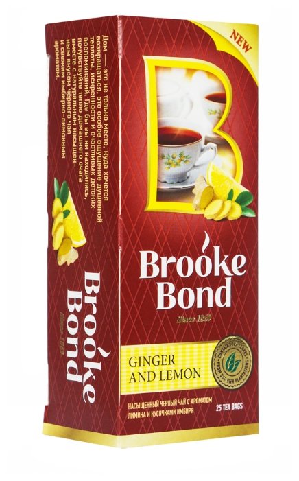 Чай черный Brooke Bond Имбирь и лимон ароматизированный в пакетиках (фото modal 1)