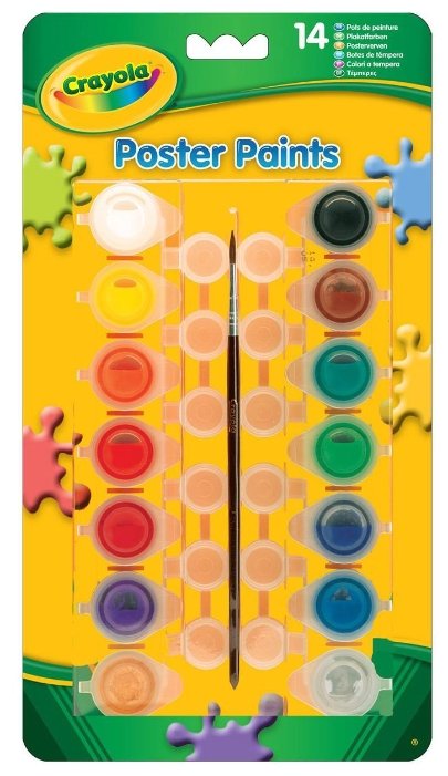 Crayola Темперные краски 14 цветов, с кистью (3978) (фото modal 3)