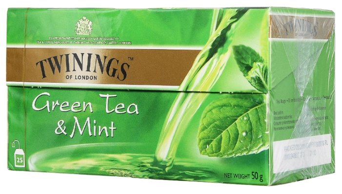 Чай зеленый Twinings Green tea & Mint ароматизированный в пакетиках (фото modal 1)