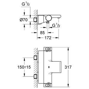 Термостатический двухрычажный смеситель для ванны с душем Grohe Grohtherm 2000 34464001 (фото modal nav 2)