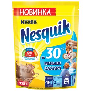Nesquik Opti-start На 30% меньше сахара Какао-напиток растворимый, пакет (фото modal nav 1)
