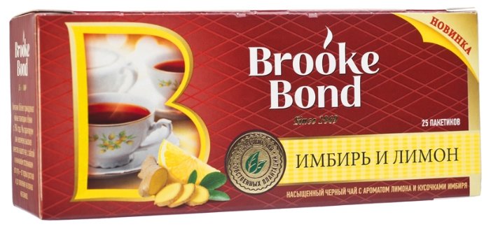 Чай черный Brooke Bond Имбирь и лимон ароматизированный в пакетиках (фото modal 2)