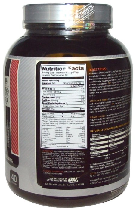 Протеин Optimum Nutrition Platinum Hydro Whey (1590 г) (фото modal 10)