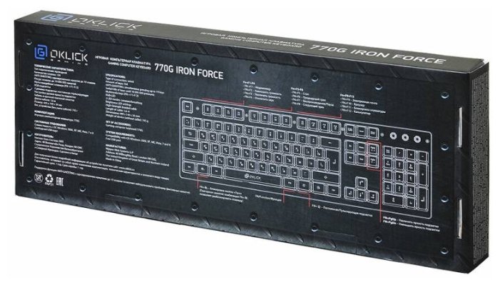 Клавиатура Oklick 770G IRON FORCE Black-Gray USB (фото modal 8)